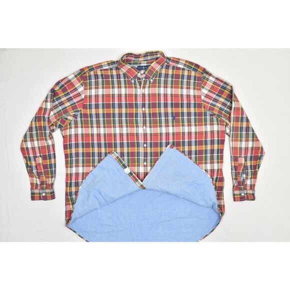 Ralph Lauren Big & Tall Size 3XLT Red Plaid 100% Cotton Button Up - Picture 3 of 8